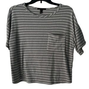 grey and white striped crop top